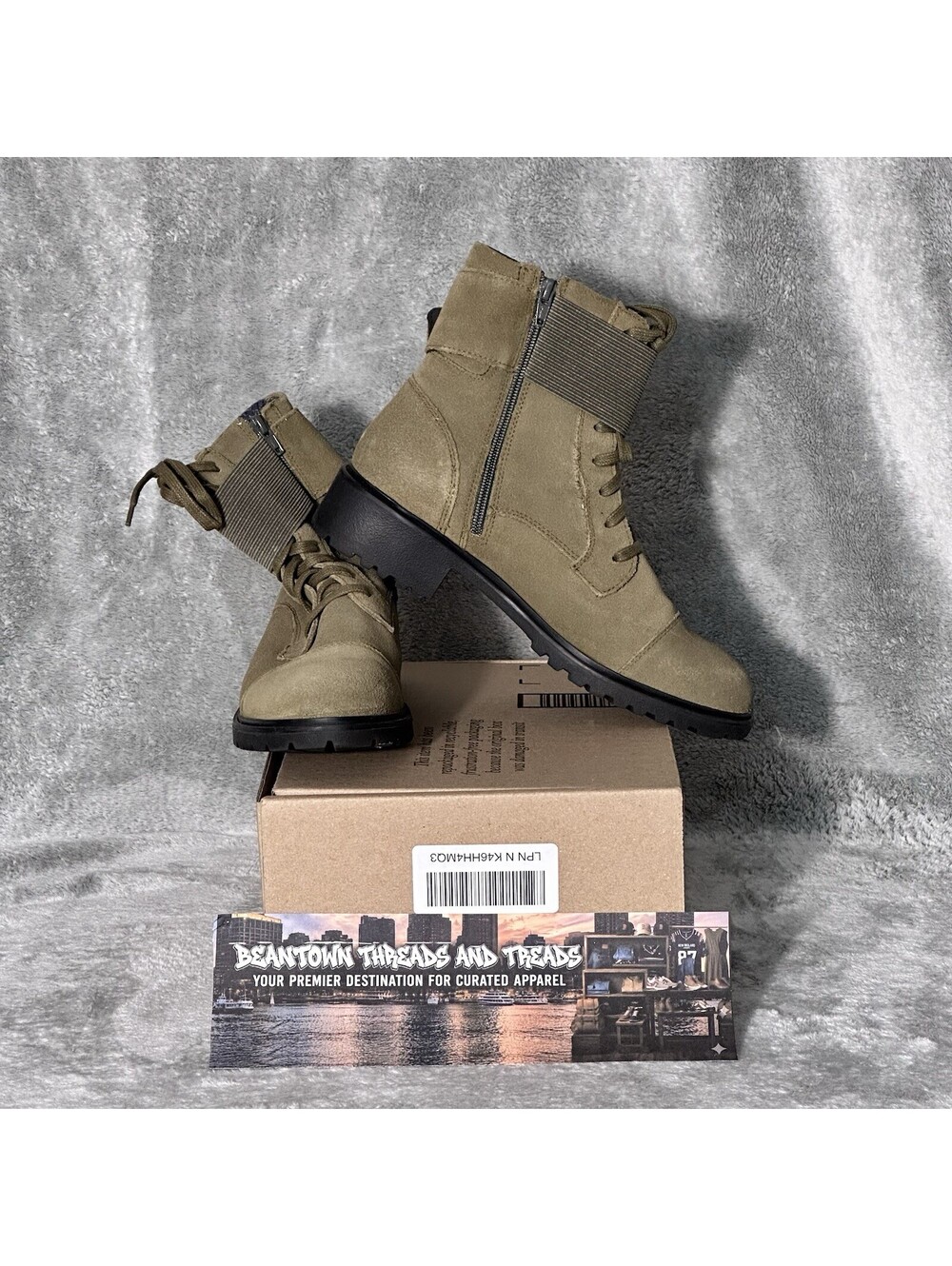 Rockport Ryleigh Women's Sz. 9Waterproof Lace Up Combat Boots Suede Olive Green